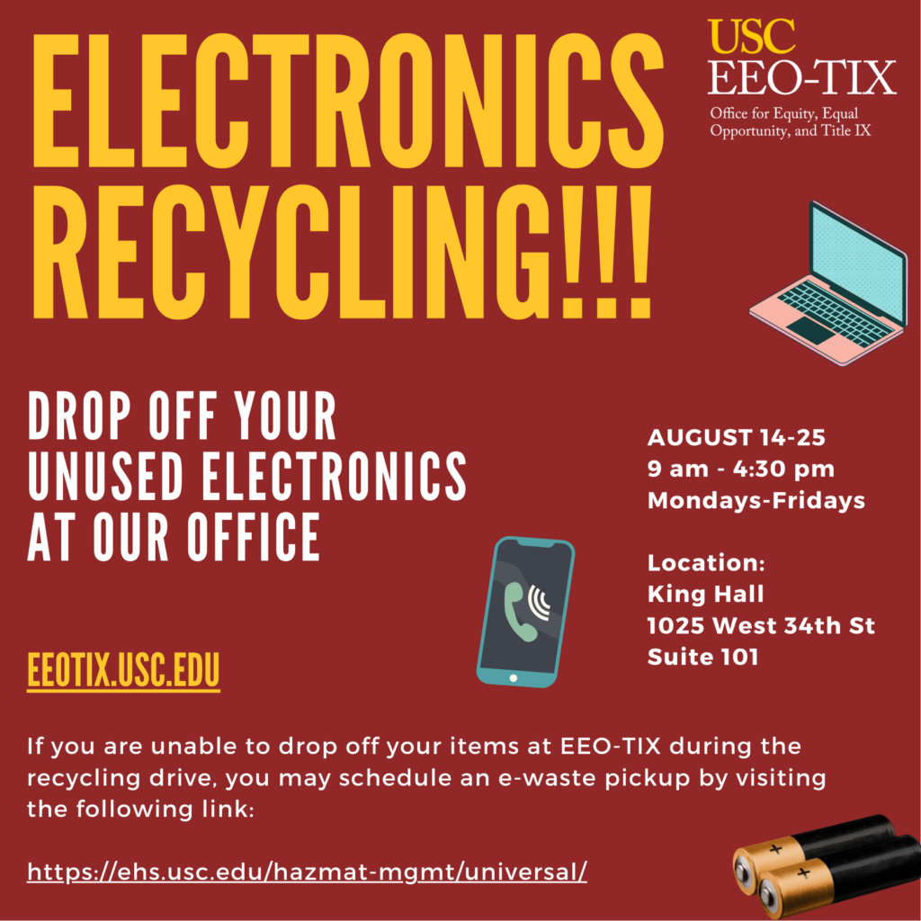 Flyer encouraging electronics recycling at EEO-TIX office.
